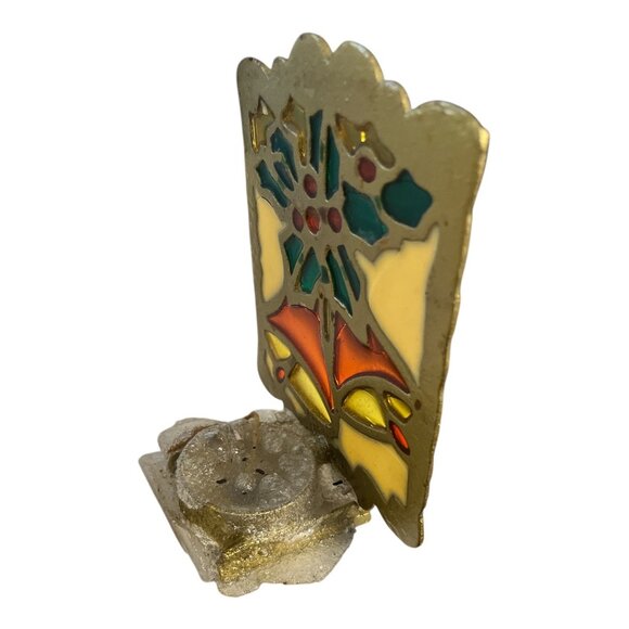 Vintage John Buck Cast Iron and Stained-Glass Candle Holder 1970's - Picture 3 of 10